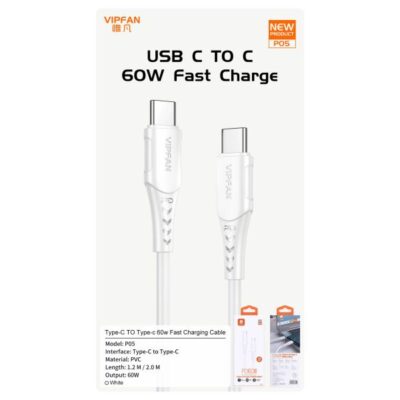 Кабель VIPFAN P05 Type-C-Type-C Cable 60W 1 м (белый)